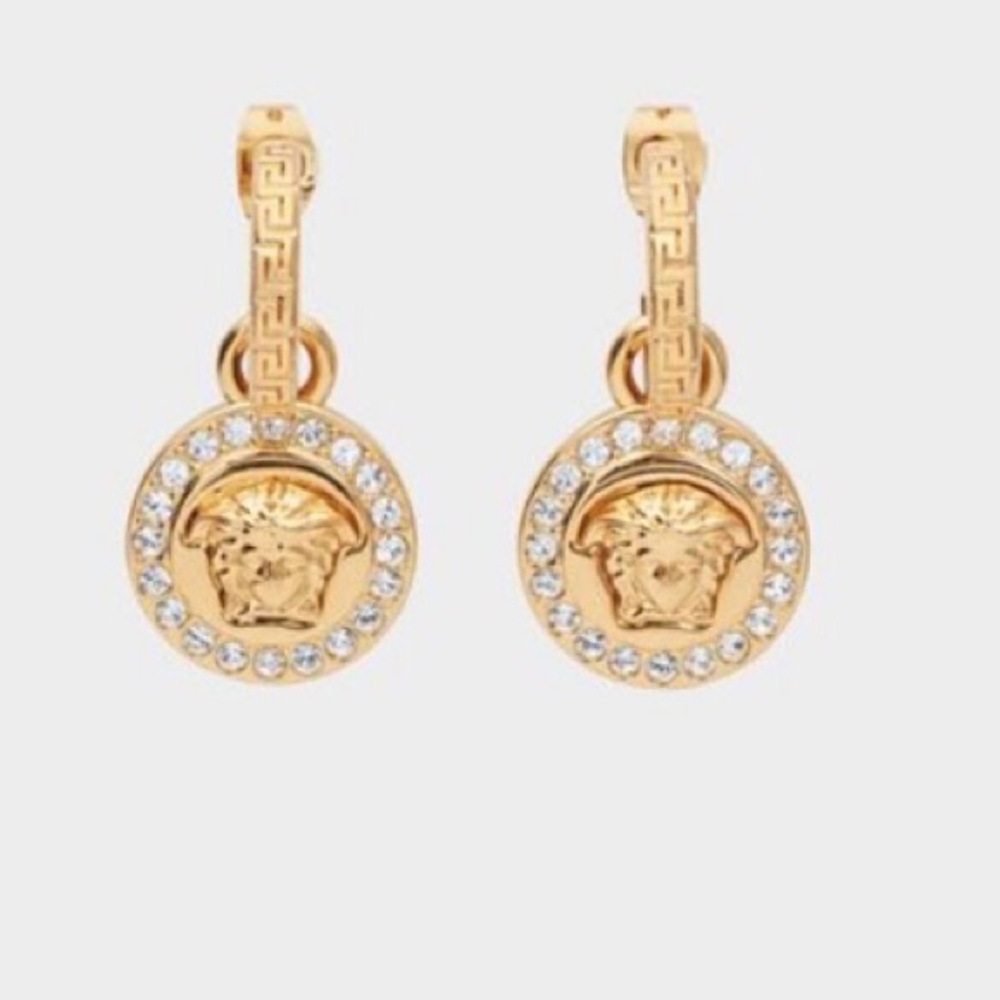 Authentic versace drop earrings yellow gold plated
